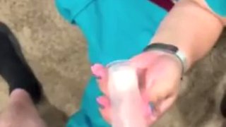 Horny sperm bank nurse in Texas does anything to get the sample even fucks and the end