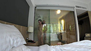 He Teases Me with His Big Cock While I'm in the Shower