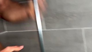 Latina Brunette Secretly Touches Herself Watching Her Boss Duncan, Fucks His Cock in the Shower and Asks to Cum on His Face.