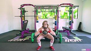 Busty and sporty milf is working out at the Gym naked in this erotic video