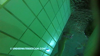 naughty girl undresses in swimming pool and plays with her boyfriends cock: fingering, blowjob, fuck