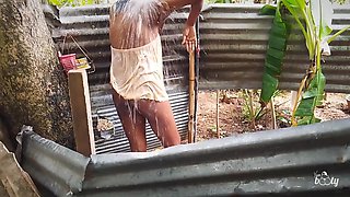 Teenage Naughty Desi Village Girl Bathes in the Outdoors and Watches Secretly