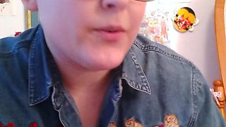 Busty curly brunette with big boobs fucks on couch