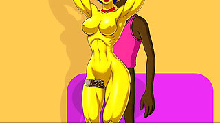 Wife Cheats on Her Husband with a Fitness Trainer. Cartoon. Simpsons Parody