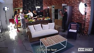 Enjoy Hot Threesome Sex In The Kitchen