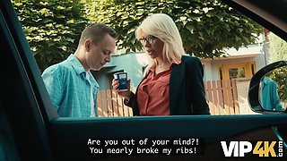 Vip4k. mature cougar in maid costume cleans with her tongue