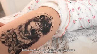 Naughty stepbrother creampies his stepsister in exchange for not telling their stepparents about a tatoo