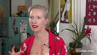 Hot Blonde Veronica B Oiled Up & Fingering Herself in Latex - German Amateur Solo Masturbation