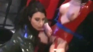 Leather lezzie Anastasia Pierce toying retro dominatrix