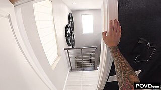 POV dick-riding session with a long-legged blonde Sophia Sterling