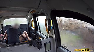 Wild Ebony Passion Sprayed in Steamy Taxi