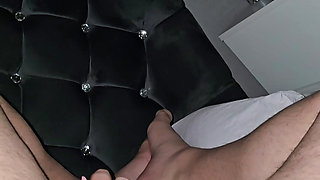 Step mom has a sneaky hand and handjob step son dick under his leg while is in bed