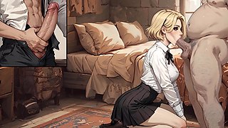 College of Mysteria: Boyfriend Jerking off and Watch His Girl Sucking of the Dorm Master They Made Her a Cum Slut - Episode 8