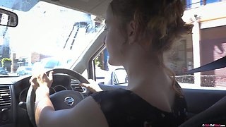Lovely Amateur Jessie Fingers Her Hairy Pussy in the Car Wash