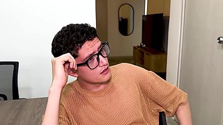 Secretary Fucks Her Boss's Stepson on the Office Desk, Nerd Boy Has a Big Cock! Daniela Andrea and Pipe Boy