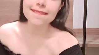 Cute Amateur Girl Masturbating in Black Dress