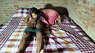 The Village Girl Looked Virgin in a Suit, Fucked Her While Lying on the Bed