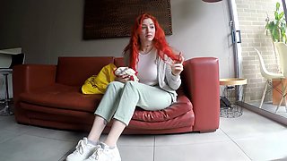 Fiery redhead Latina gets railed doggystyle in a fake amateur audition