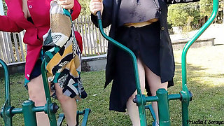 My Stepmother and Stepsister Asked Me to Record Them Showing off Outside While Exercising