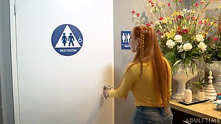 clueless redhead discovers a world of pleasure inside the bathroom