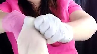Hot brunette big boobs toying pink pussy