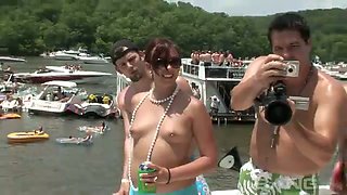 These hoes love partying on the boats and they love sunbathing topless