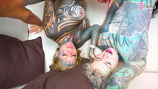 Inked Girls in Mayhem Squirting Sex Orgy with Anal Fucking, Blowjobs and Double Penetration!
