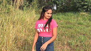 Adorable Asian college girl enjoys some naughty outdoor fun