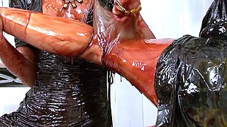 Fetish lesbian toying