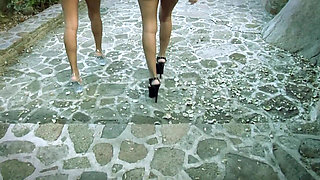 Two young sluts share a cock