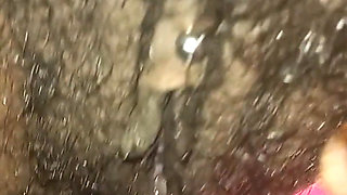 Flashing Rubbing My Tight Hairy Pussy Closeup