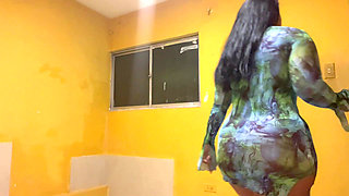 Voluptuous stepmom recording herself for her onlyf channel