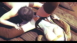 On Titans Hentai - Mikasa Do a Blowjob and Then He Do to Her a Cunnilingus - Manga Anime Japanese Asian Game Porn