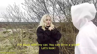 18yo Teen Gets Fucked In Car During Roadside Assistance