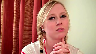 Willing and cute nurse helps bring an older patient off