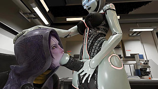 sweet futa fucks lara's mouth and cums inside 3D