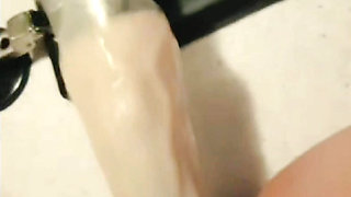 I fuck my wet milf pussy with a sex machine
