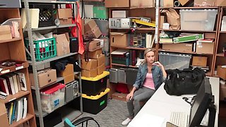 Blonde teen shoplifter fucked hard by a security guard inside the office