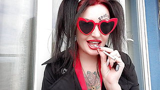 Sexy smoking fetish from Dominatrix Nika. Mistress smokes 2 cigarettes and blows smoke in your face. Sexy red lips