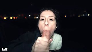 Risky Outdoor Facial Blowjob on Athletics Field - Little Arden Takes Big Cock Cumshot in Public