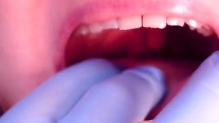 Food Fetish: Mukbang. Eating Popping Candy in Nitrile Medical Nurse Gloves. Teeth Mouth Fetish.