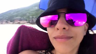 First-time Nudist Hesitates to Undress on Beach