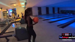 Amateur Thai teen sucks off her big dick boyfriend after a game of bowling