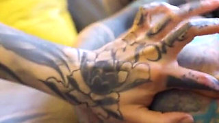 Burlesque Tattoo Beauty with Big Boobs Gives Anal Fuck with Strap-on