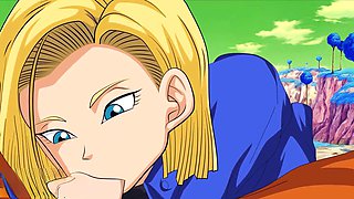Dragon Ball Androids get down in a wild creampie hentai scene