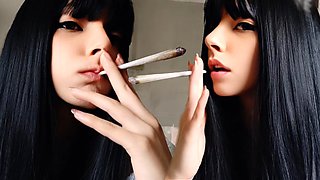 Goth Babe Smoking in bathrobe (ask me for full vid)