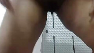 Lonely widow shows off her breasts before taking a shower