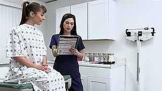 Big tit nurse and big ass patient blows dick