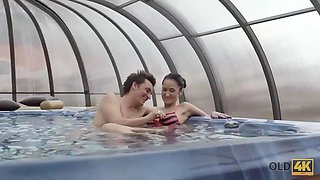 Old4k. flawless model with Perky Tits has sex with mature dude