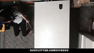 Shoplyfter - small spinner (Kylie Martin) tied to a tabouret for stealing